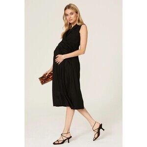 EMILIA GEORGE Meghan Maternity Dress M Black Mixed Media Formal EUC B86